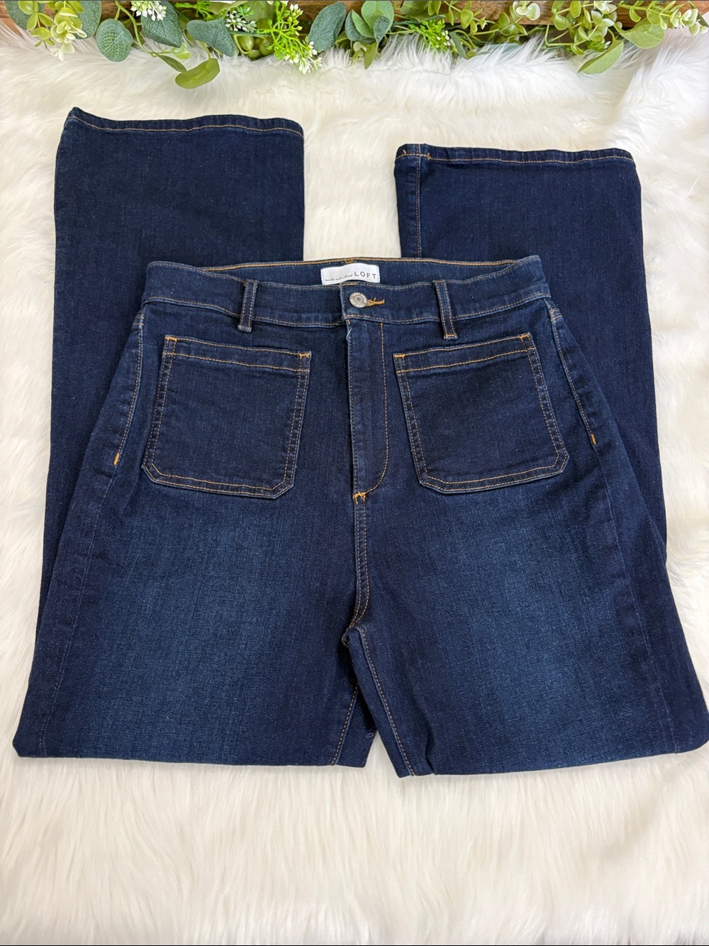 LOFT Women's Dark Slim Flare Jeans